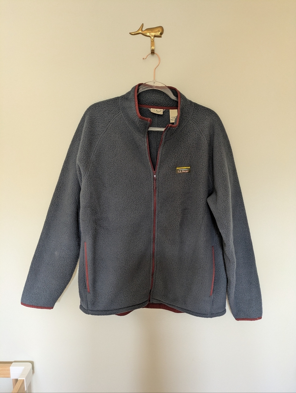 LL Bean Katahdin Full Zip Blue Midweight Sherpa Fleece Jacket Large Regular